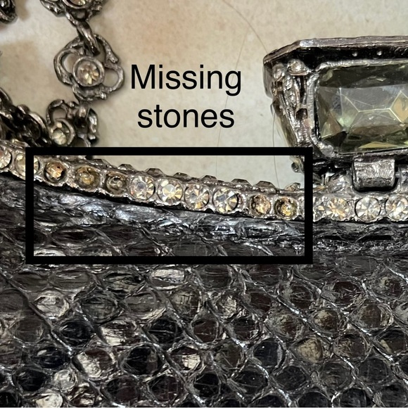 CLARA KASAVINA hand made black snake skin handbag clutch - Picture 14 of 15